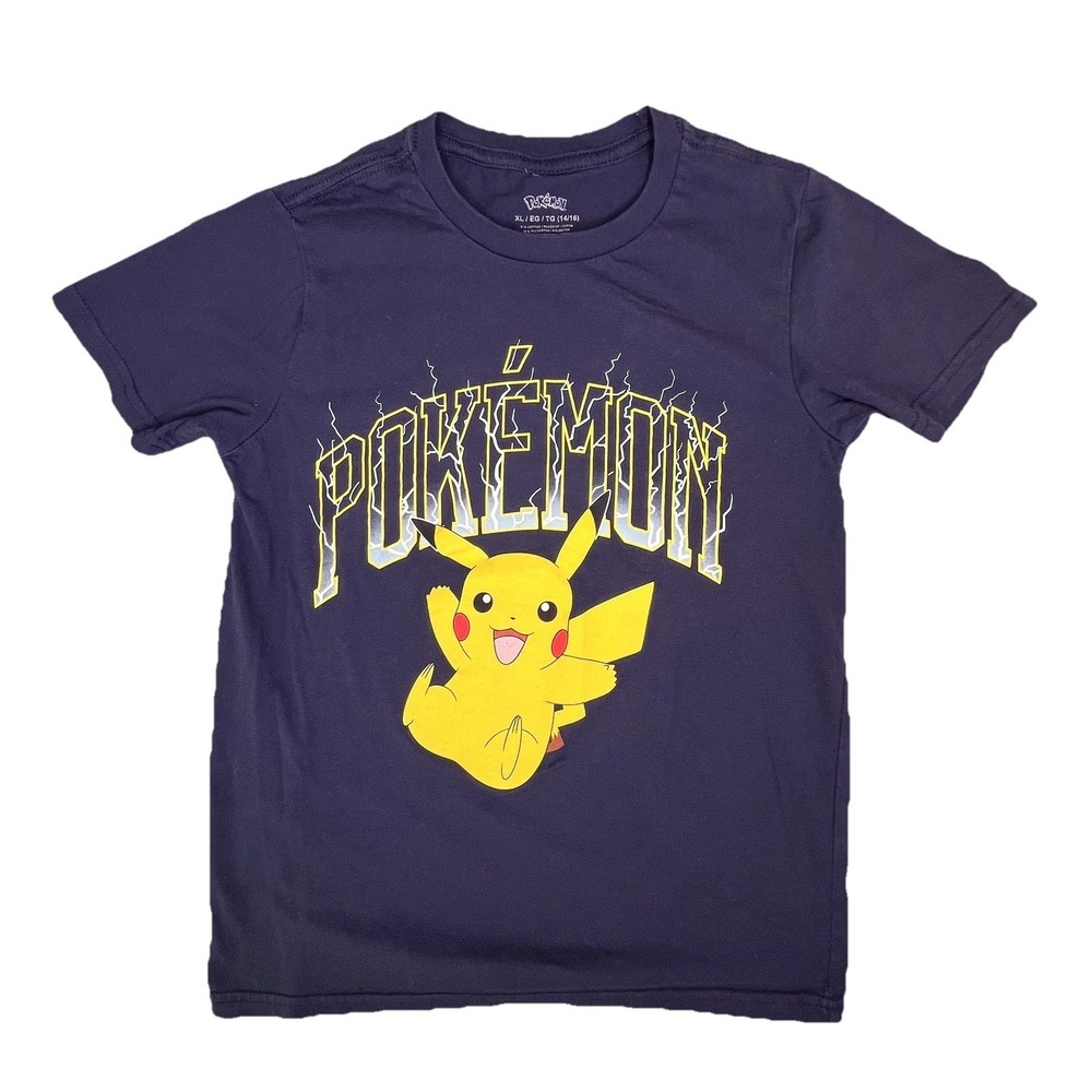 Pikachu Pokémon Nintendo Kids Size  XL 14/16 Blue Shirt